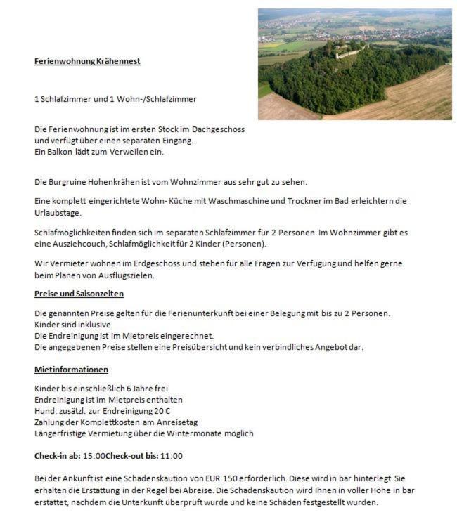 Ferienwohnung Kraehennest In Den Hegaubergen - Naehe Bodensee Muhlhausen-Ehingen Exteriör bild